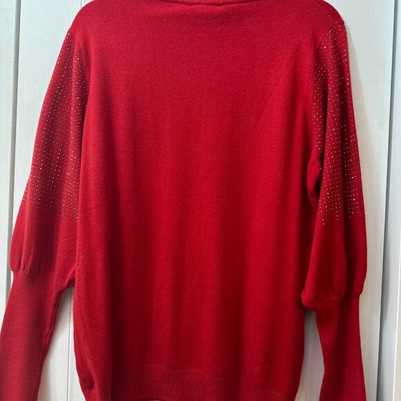 CRIMSON "LIV MILANO" XL WOMEN'S LONG-SLEEVED SWEATER W/RHINESTONES ON SLEEVES - Picture 6 of 7